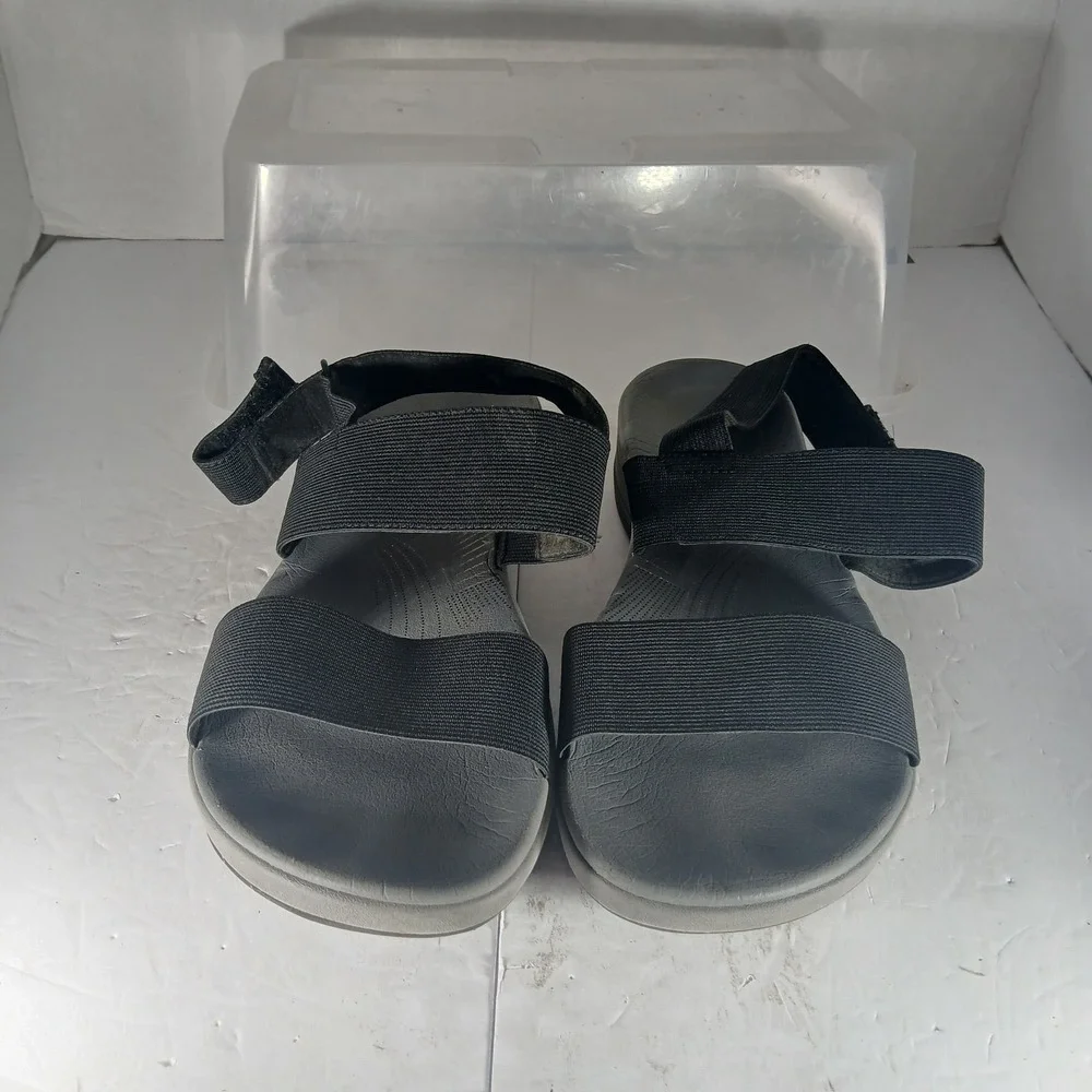 Clarks Cloudstepper Arla Wedge Sandals 9.5 Black Sporty Comfort Strappy Platform